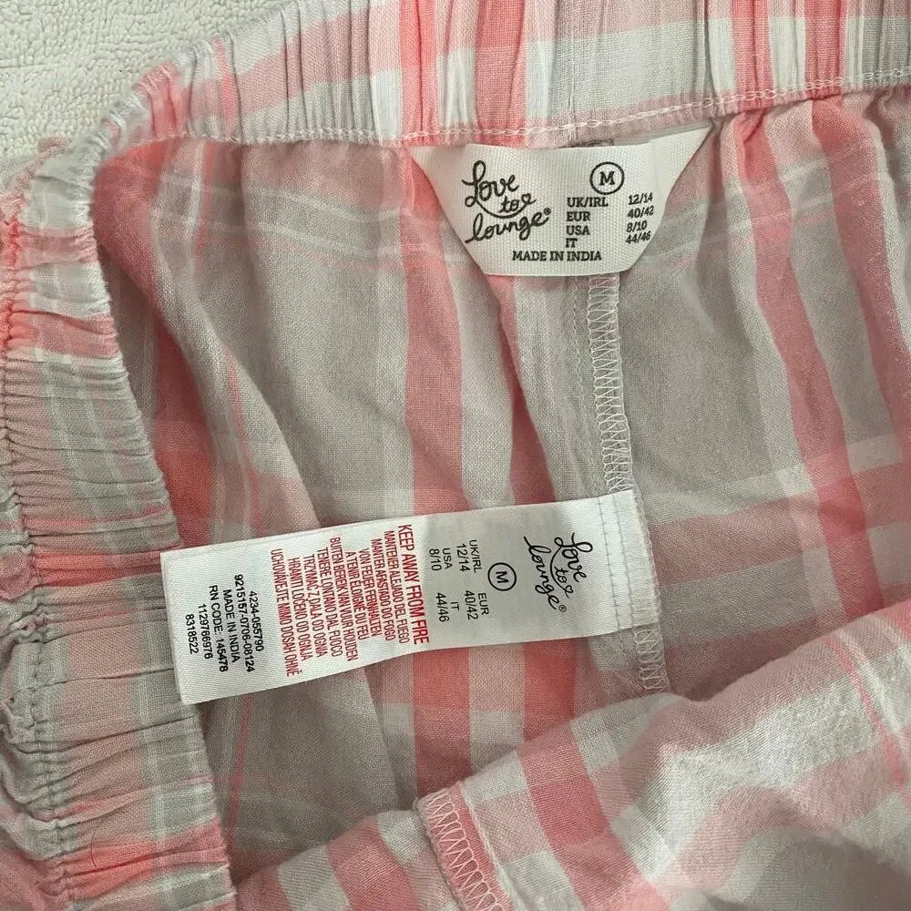 Love to Lounge Women's PJ Shorts size M Pink Gray Plaid - Picture 15 of 16